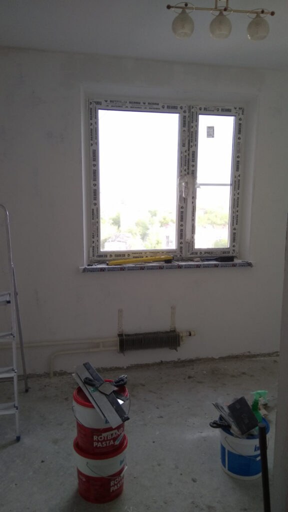 Шпатлёвка стен кухни